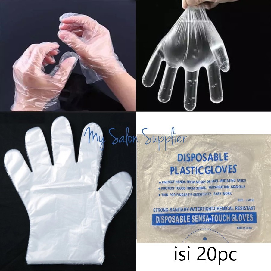 Sarung Tangan Plastik Disposable Plastic Gloves Murah isi 20pc