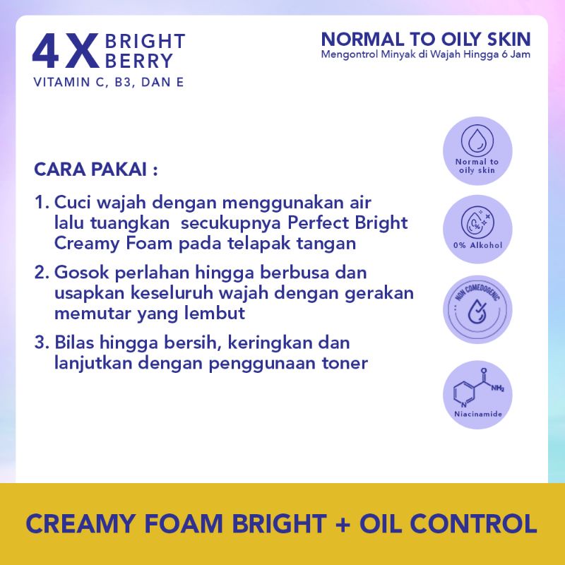 Wardah Perfect Bright Creamy Foam 100ml - 50 ml Oil Control Brightening Smoothing Sabun Cuci Muka Wajah