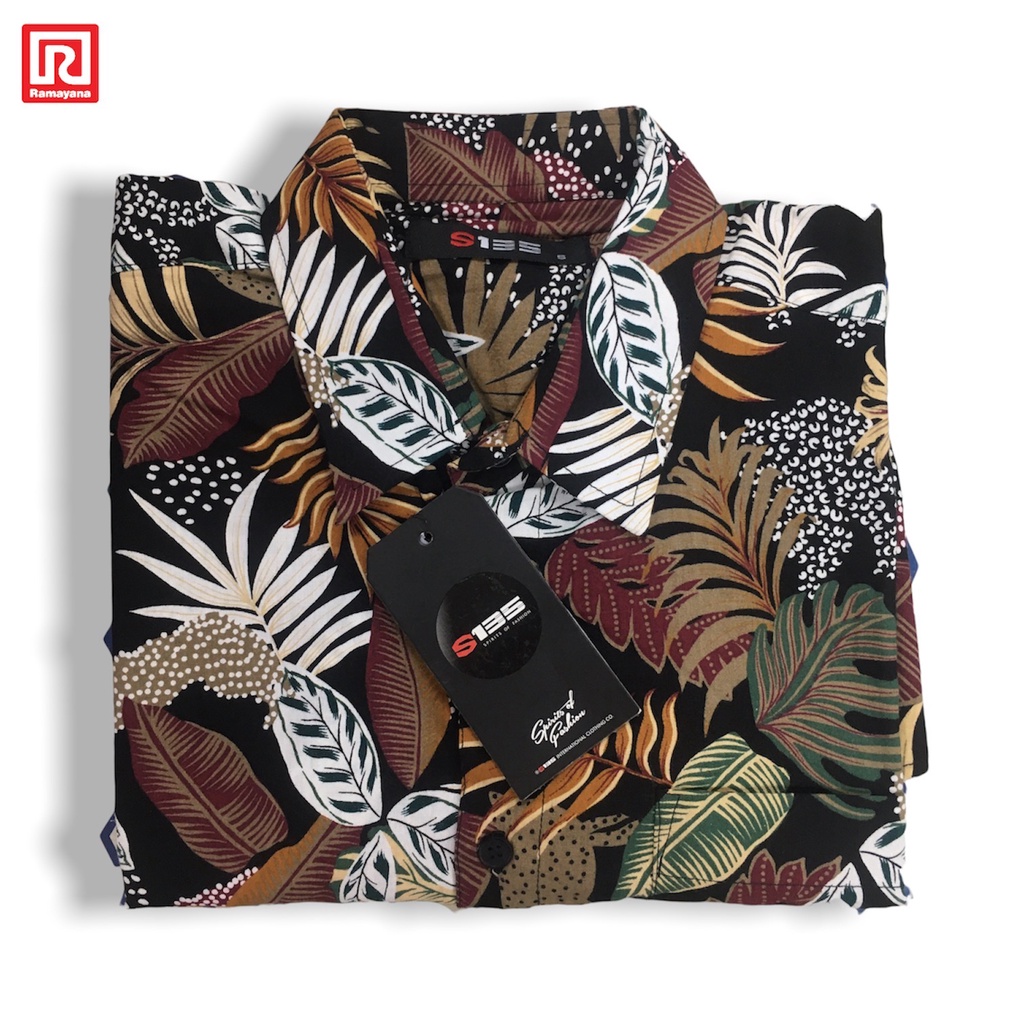 S135 Kemeja Pria Katun Printing  Lengan Pendek