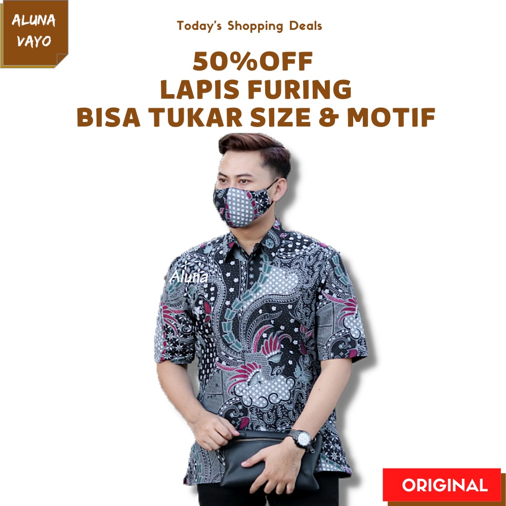 Baju Kemeja Kameja Atasan Hem Pakaian Batik Pria Lengan Pendek Couple Slimfit Modern Slim Fit Pekalo