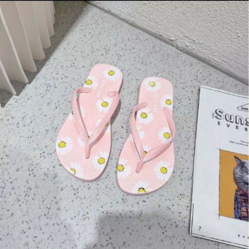 Sandal jepit wanita gambar bunga