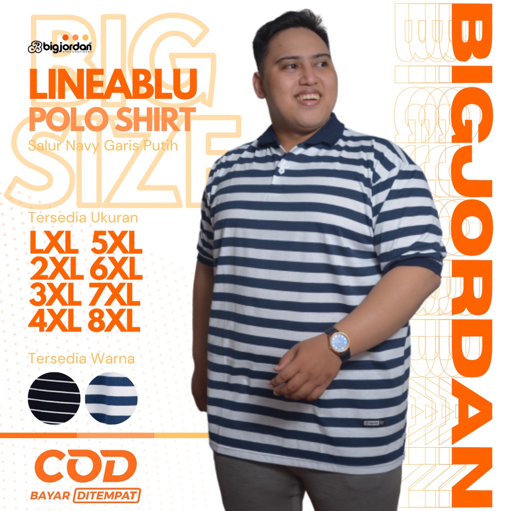 LINEABLU baju polo salur jumbo XXL kaos kerah salur pria XXXL XXXXL XXXXXL kaos kerah salur jumbo 6x
