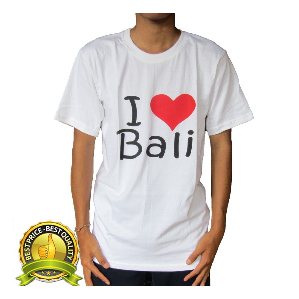 Baju Kaos katun I Love Bali catton tebal halus