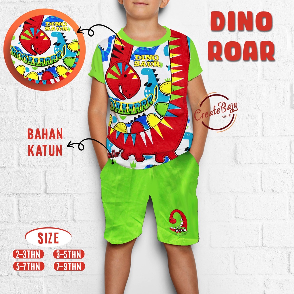 Setelan Anak Laki-Laki Hayami 2-9 Thn Dinosaurus Baju Anak Laki-Laki Murah