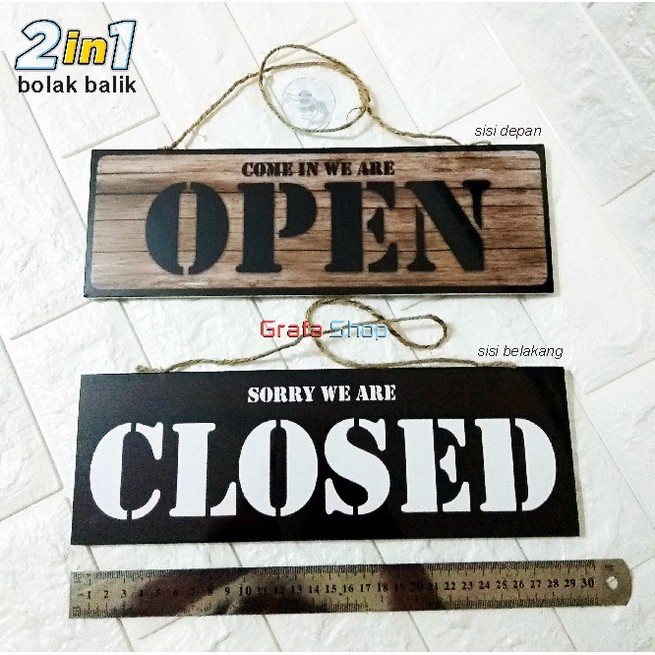 Sign Board Tulisan Open Close Buka Tutup Kayu Mdf Shopee Indonesia