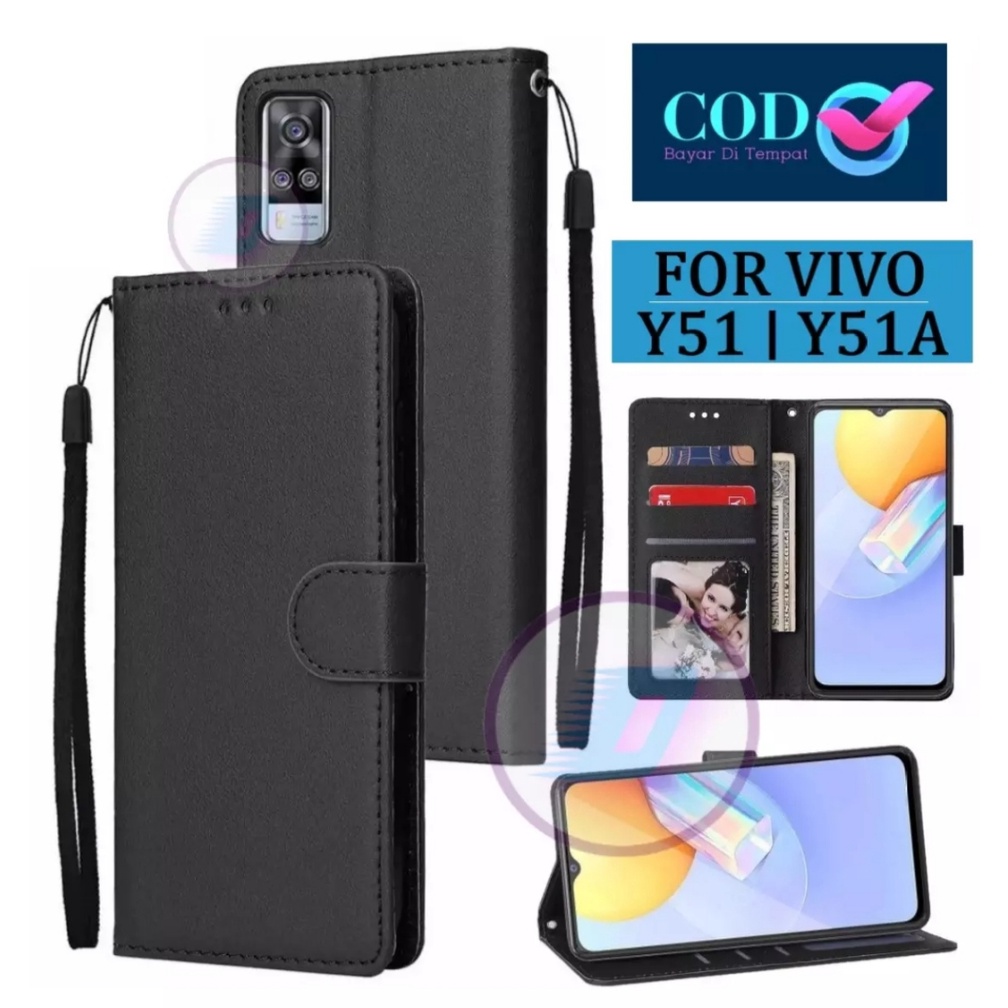 CASE UNTUK VIVO Y51/Y51A FLIP LEATHER CASE PREMIUM-FLIP WALLET CASE KULIT