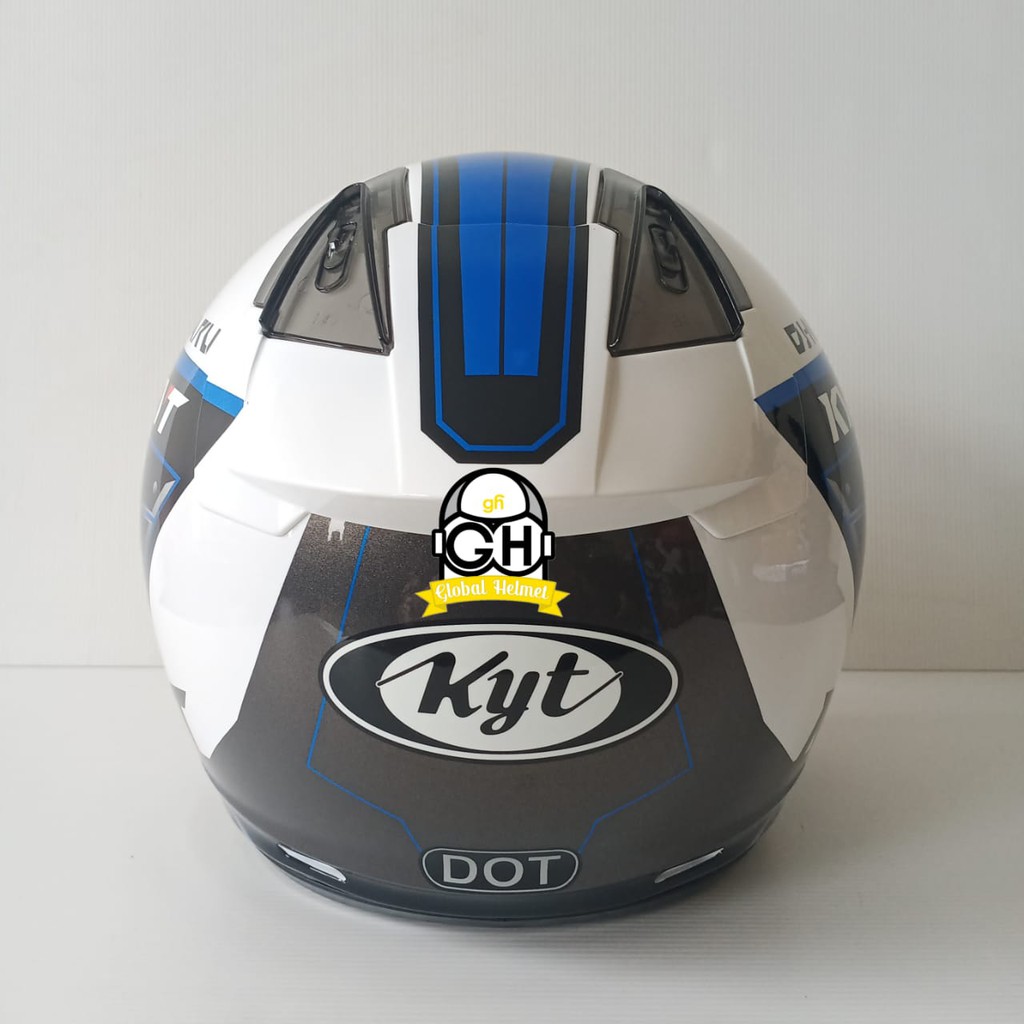 HELM HALF FACE KYT DJ MARU KYT DJMARU MOTIF #9 WHITE BLUE