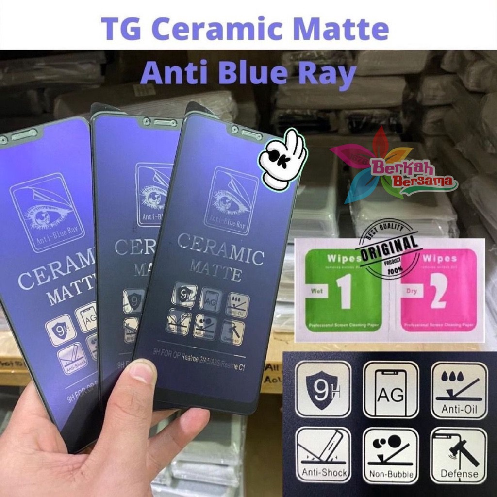 TEMPRED GLASS BLUE MATTE KERAMIK CERAMIC VIVO Y1s Y91c Y91 Y93 Y95 Y51 2020 Y33S Y12S Y51T  Y12 Y15 Y17 V5 V11 V11pro V17 V21 V23 Y20 Y30 Y50 BB6722