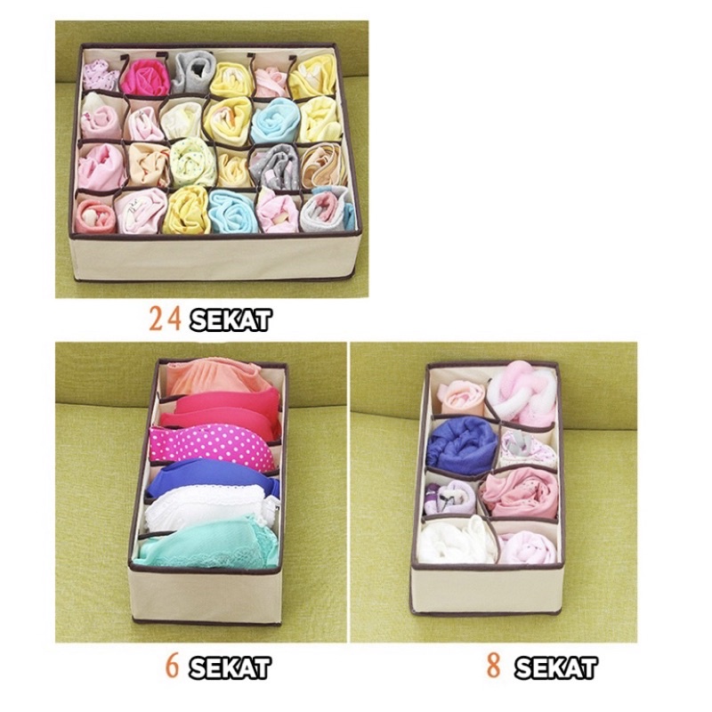 STORAGE BOX CELANA DALAM Underwear Box Pakaian Dalam Kaos Kaki BH CD Impor Murah COD