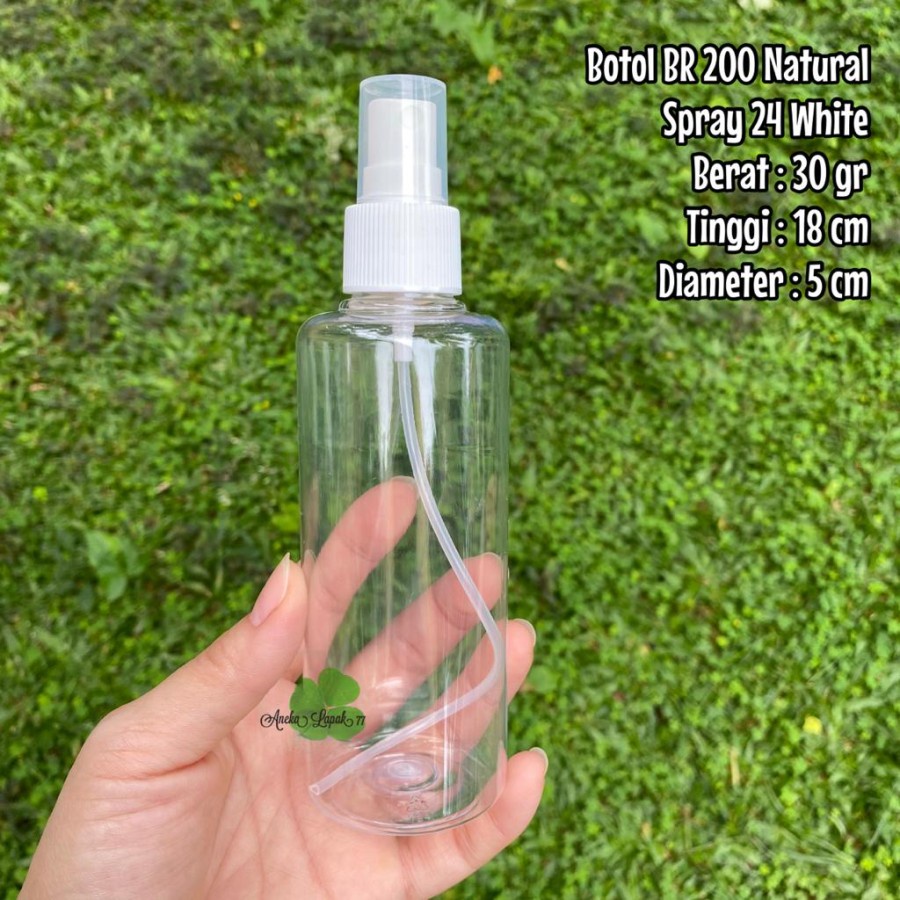 Botol SPRAYER 200 ml Transparan Bening spray botol plastik 200 ml - Tutup Putih