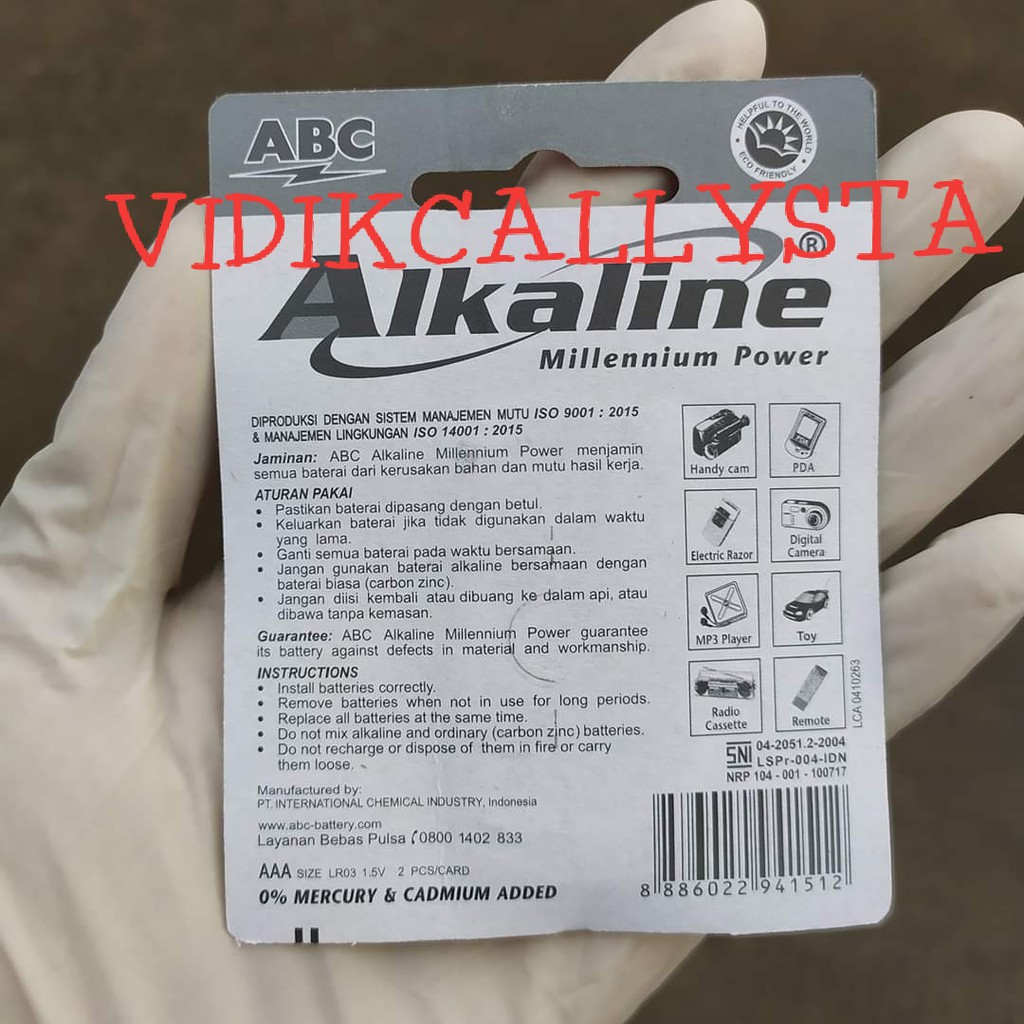 BATERAI ABC ALKALINE AAA 1.5V ISI 2PCS ORIGINAL BATTERY ALKALINE