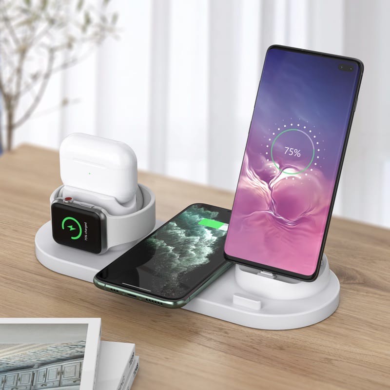 [WS] Wireless Charger Dock 6 In 1 Fast Charging Stand Universal