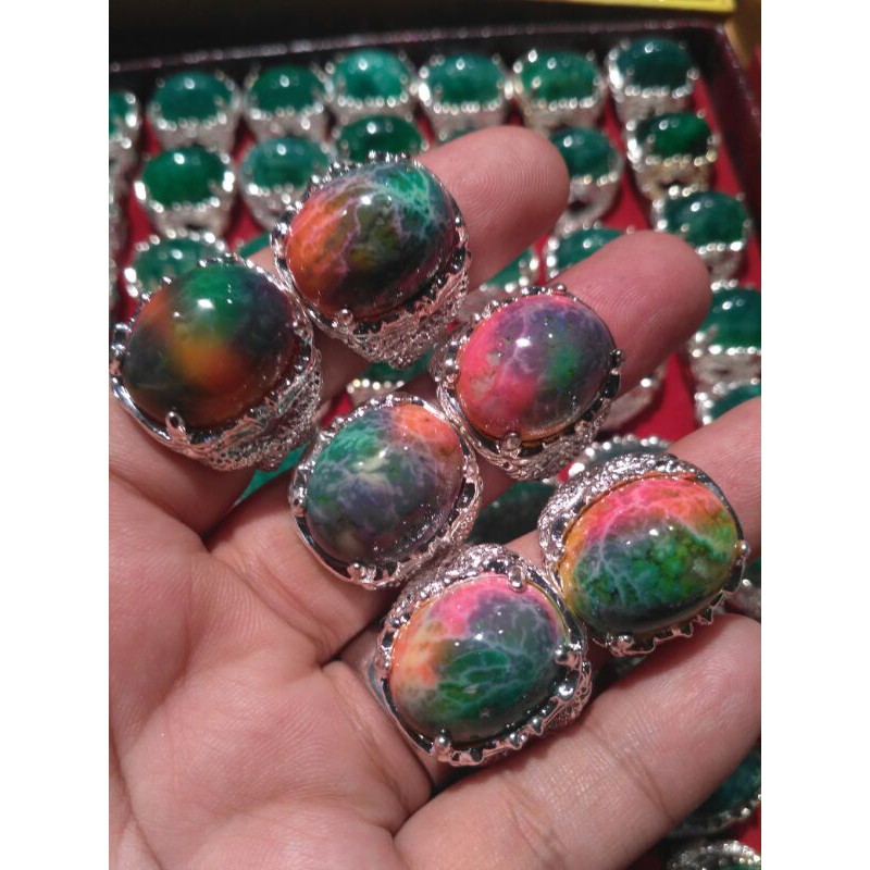 Cincin Batu Pancawarna Edong bulat