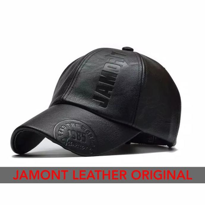 Topi Pria Kulit Asli Jamont Sport Baseball - Hitam Fashion Pria | Topi Pria | Topi Baseball