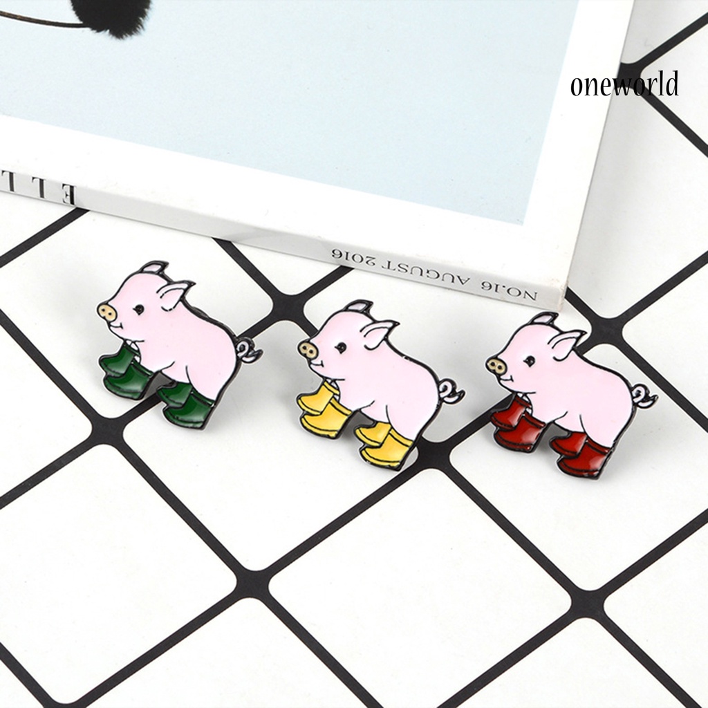 OW@ Lapel Brooch Cute Pig Shapes Alloy Unisex Collar Brooch for Gifts