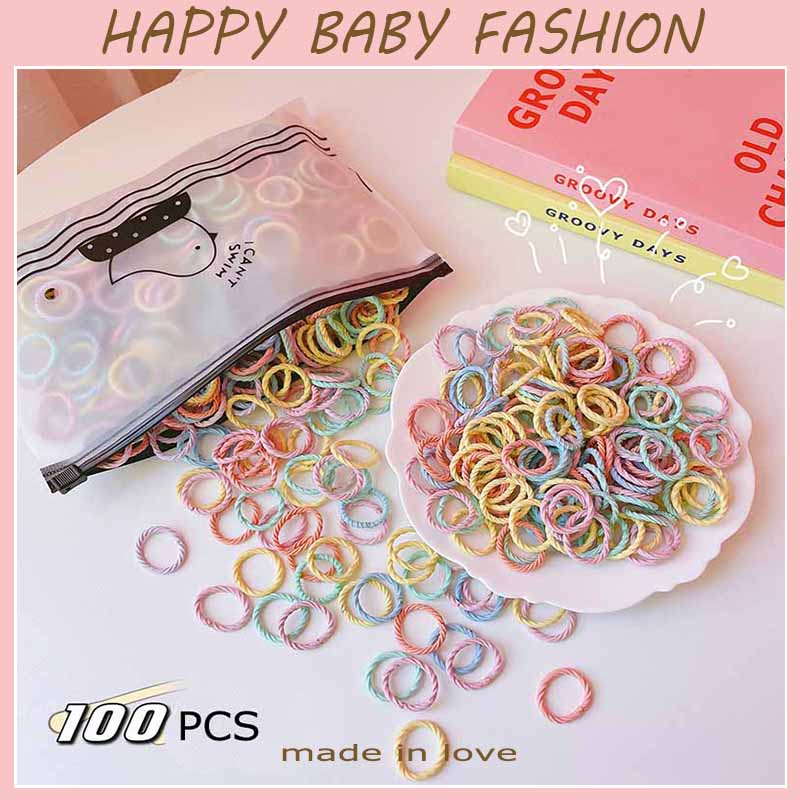 【Happy Baby】F36 Kunciran Aksesoris Karet Rambut Kecil Bag Isi 1000pc | Karet Rambut Anak Gaya Korea