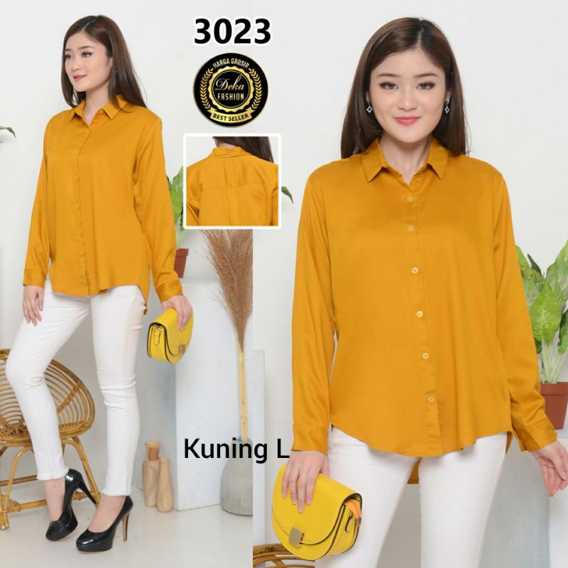 KEMEJA WANITA KATUN TWILL 30s - 3023-Kuning L