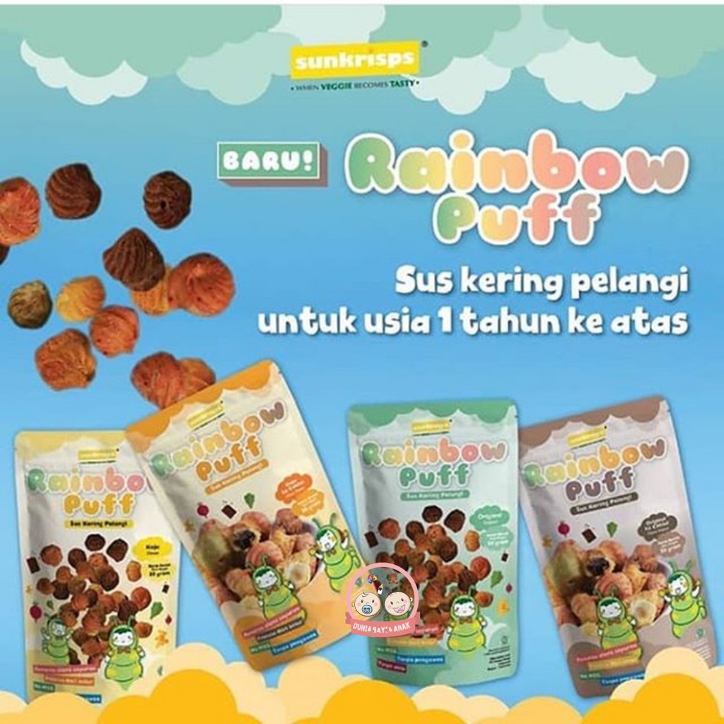 Sunkrisps Rainbow Puff -Baby Soes Organik -Biskuit Snack Cemilan MPASI Anak Balita