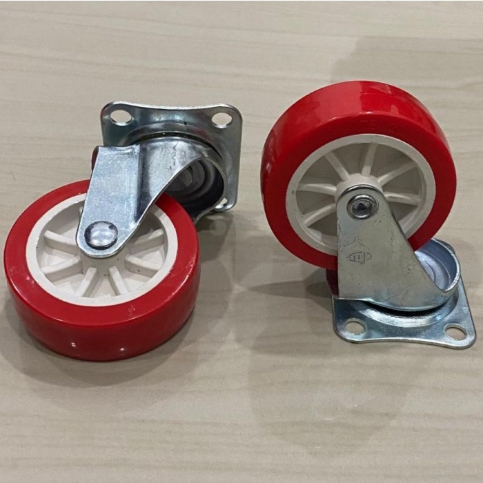 Roda Castor Nylon 3 &quot; Inch Caster Wheel Swivel Rak Lemari Warna Merah