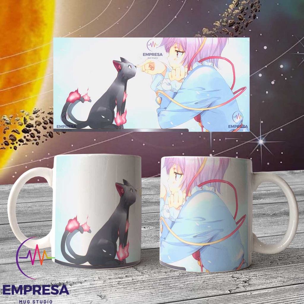 Satori Komeiji Black Cat and Sad Girl Animated Mug