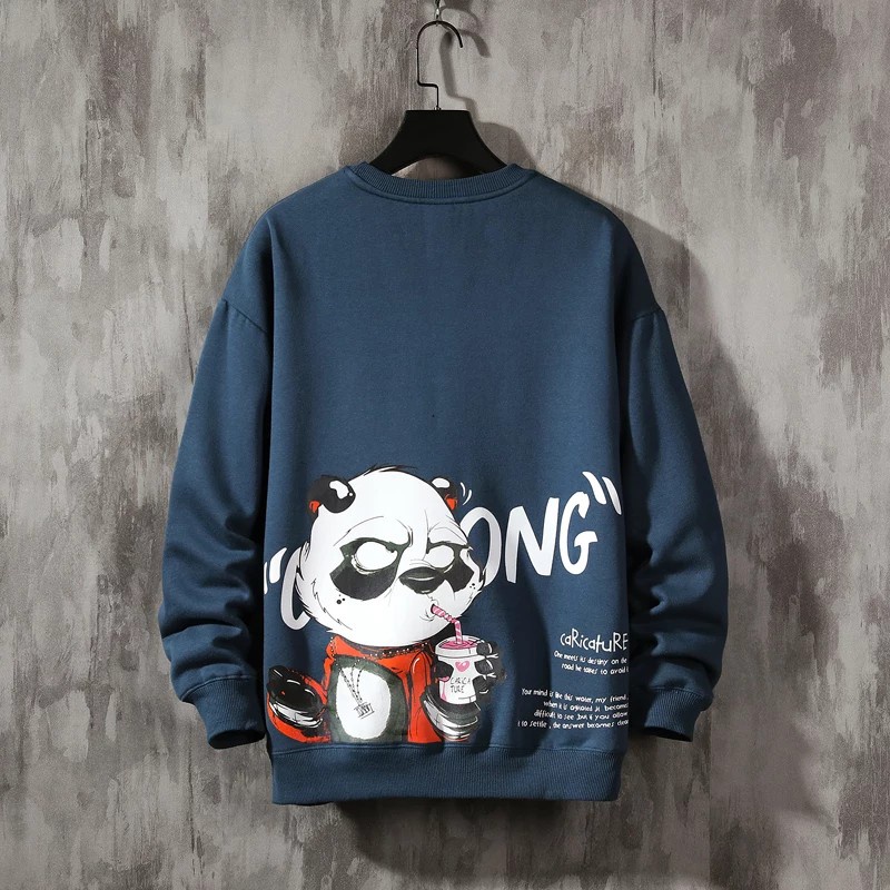 Sweater Pria Cartoong Panda Sweater Big Size Sweater Crewneck Size XXL Fleece