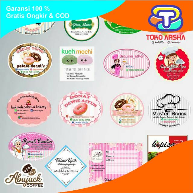 

[Min 100] Stiker Kemasan Olshop Kue Toko Toko_Arsha