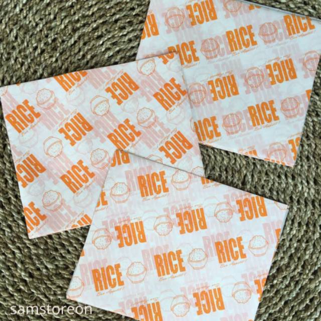 

Kertas nasi logo rice kuning food grade laminasi 27x22 isi 500 lembar