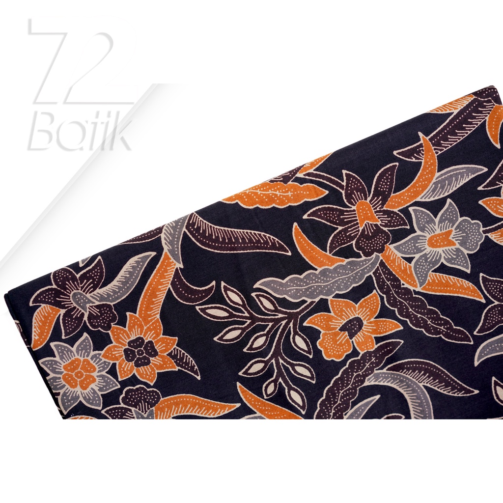 KAIN BATIK PREMIUM Bahan Katun Motif Kembang Daun Singkong Warna Hitam 722288 Cap 72 Jarik Jarit Samping Kebat Panjang Batik Katun Modern Premium Bahan Seragam Batik Pernikahan Kantor Keluarga Murah Kamen Jadi Batik Bali Lembaran