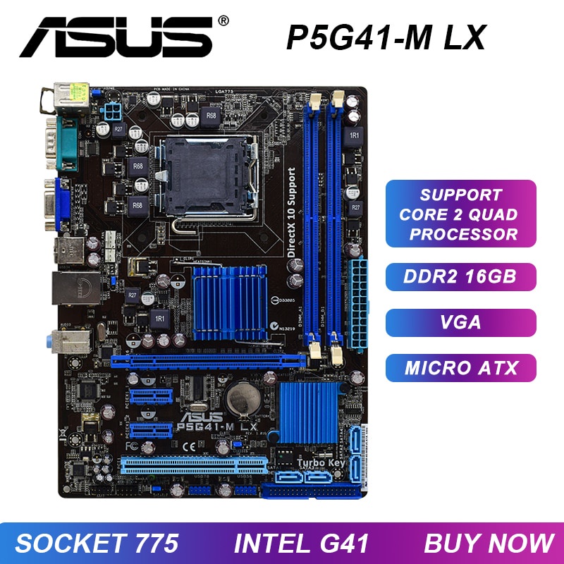 PREORDER ASUS P5G41-M LX Motherboard LGA 775 Motherboard DDR2 Support Core 2 Quad Q9300 Q8300 Proces