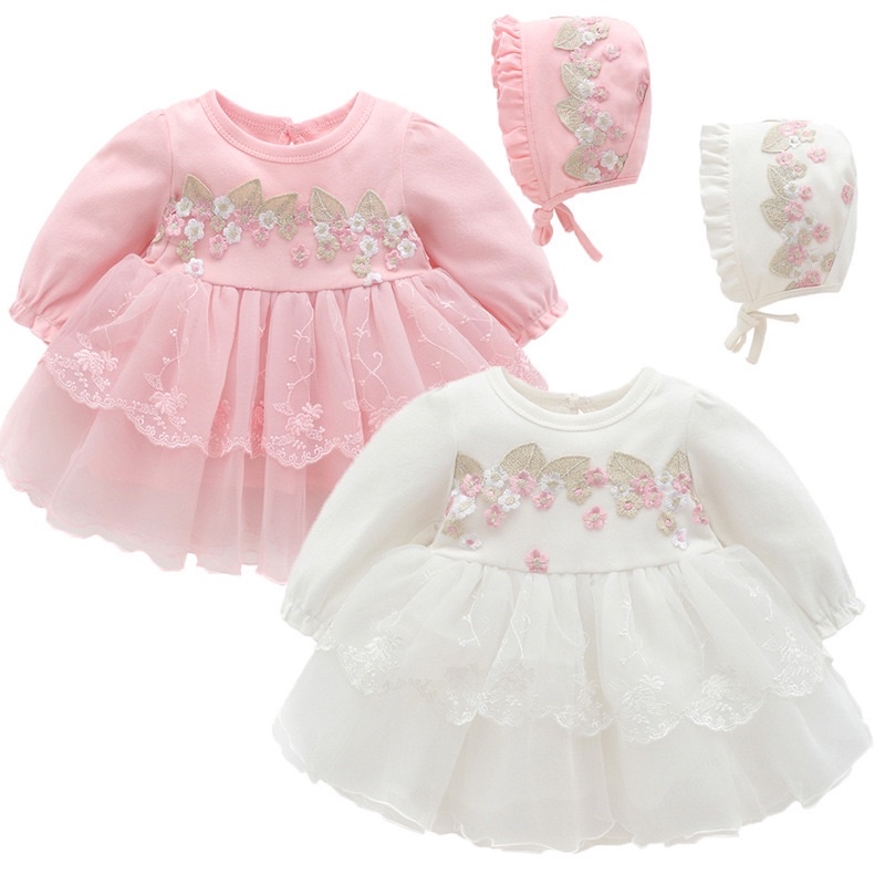 White / pink angel dress baby dress