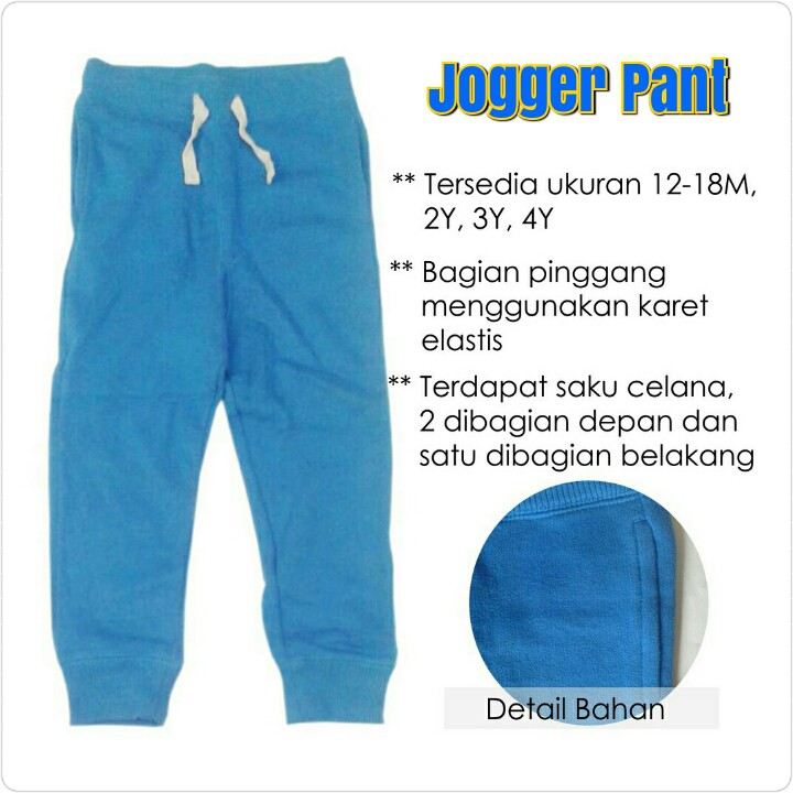 Celana Joger anak laki laki Panjang Anak 2 - 4 tahun toddler bambin jogger pant celana tebal training warna biru laut