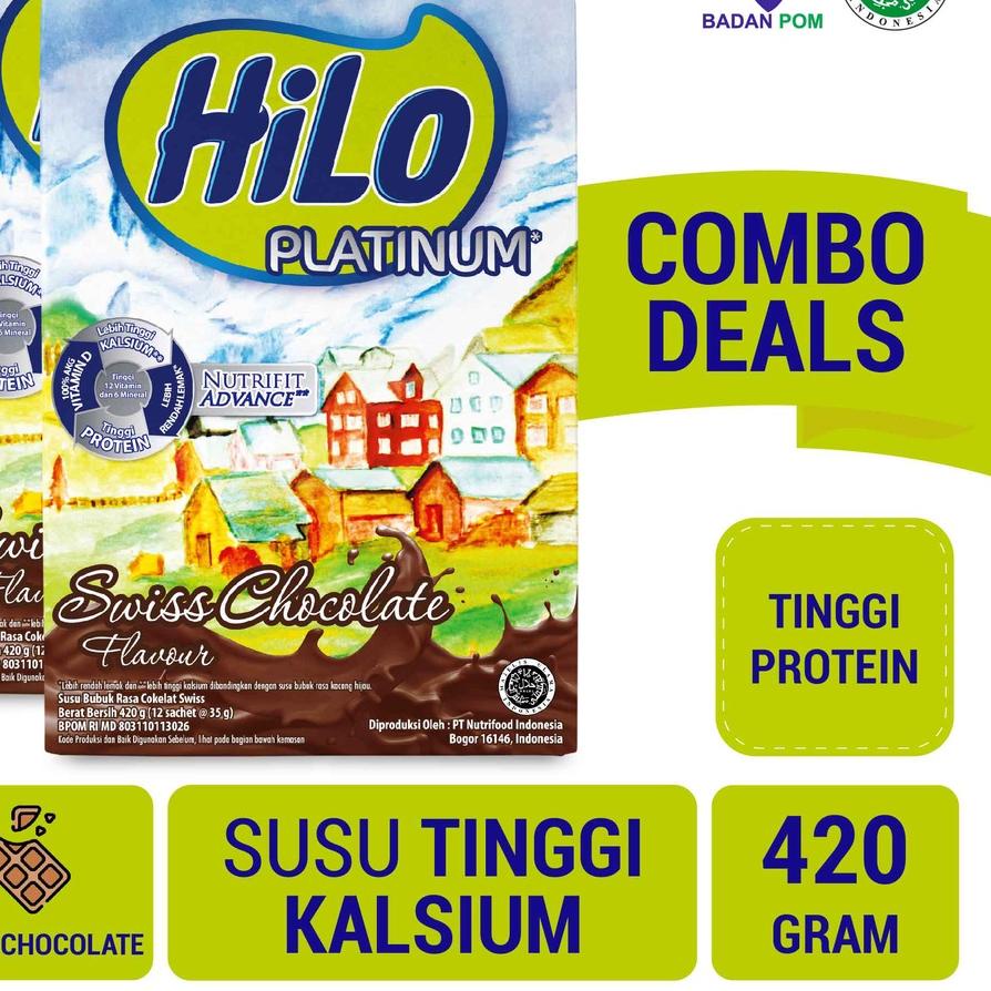 

Kekinian - Twin Pack - HiLo Platinum Swiss Chocolate 420 gram - Susu Tinggi Kalsium