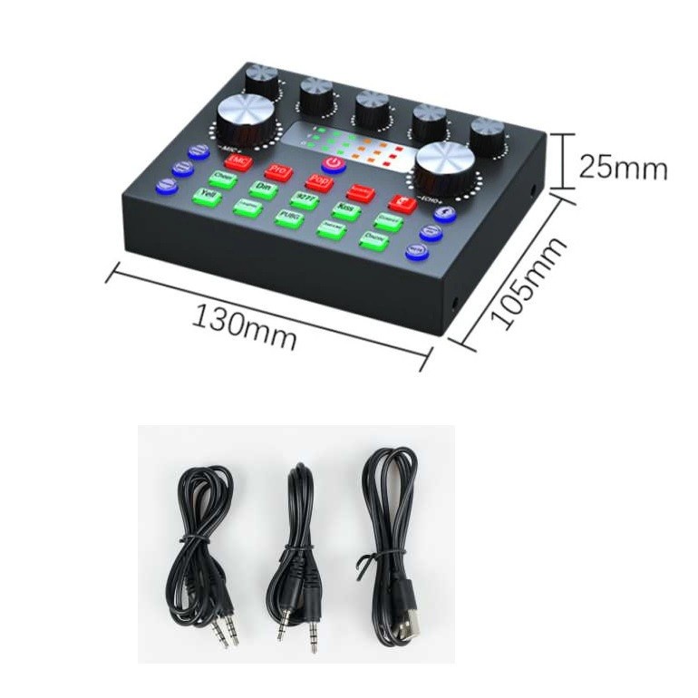 Bluetooth Live Mic Audio Sound Card USB LCD Mixer Amplifier Efek Suara