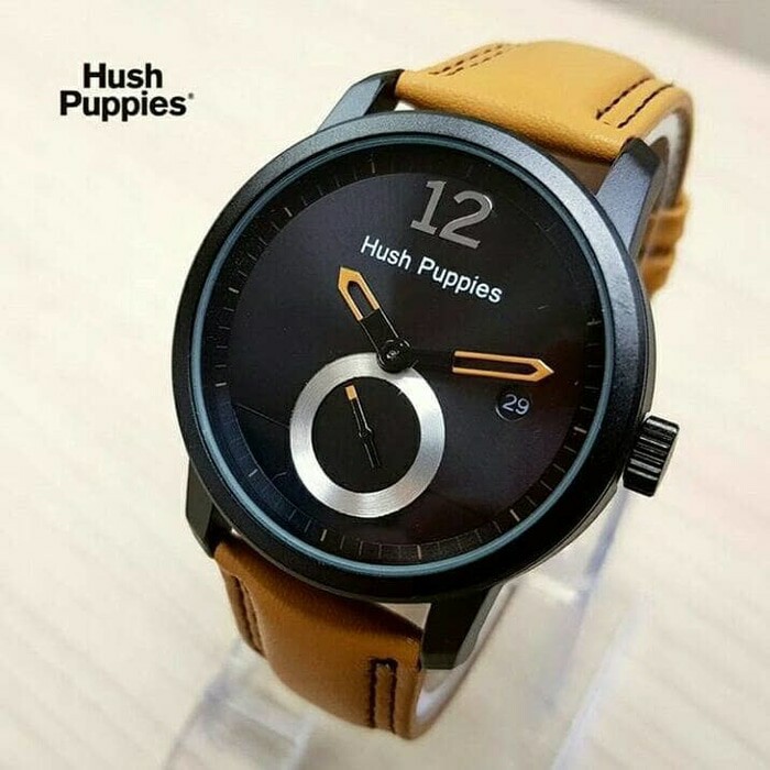 JAM TANGAN KULIT PREMIUM HUSH PUPPIES TANGGAL&amp;CHRONO DETIK AKTIF HP01