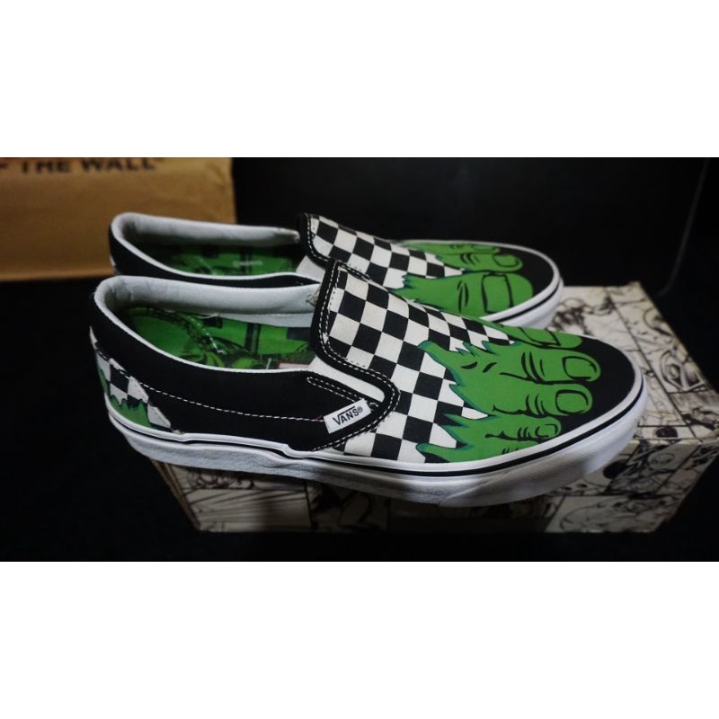 ( 100% Original ) Vans Marvel Hulk Checkerboard Slip On
