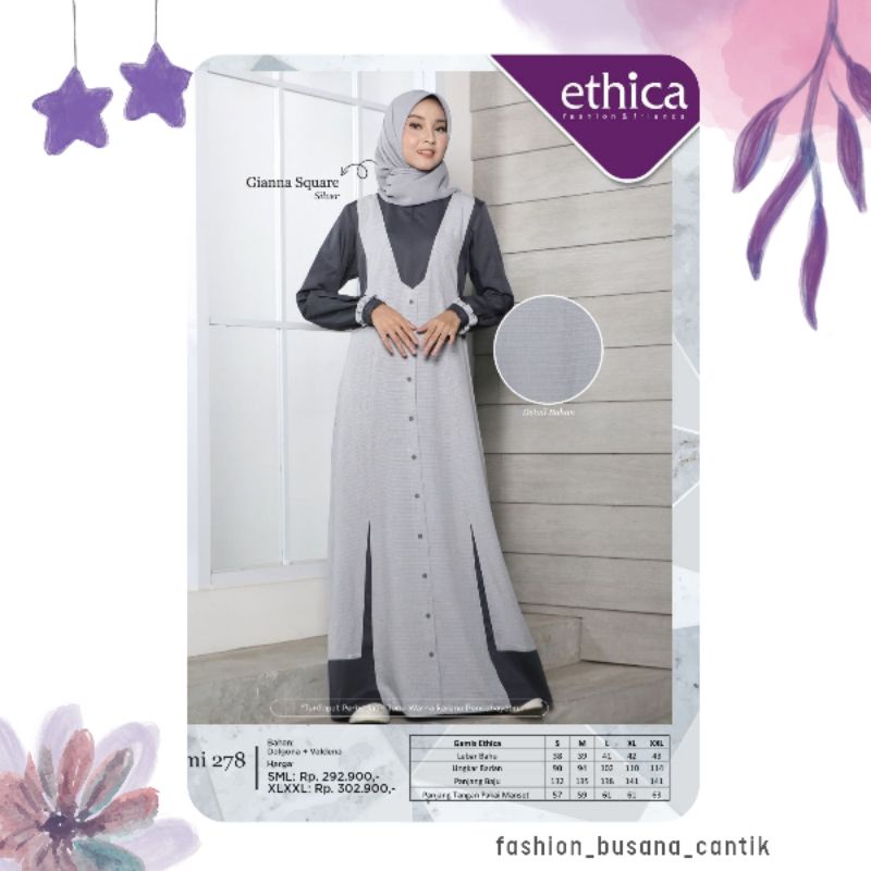 Ethica Fashion Ayumi 278 Pakaian Muslim Gamis Wanita Muslimah Remaja Dewasa bahan Dalgona + Valdena