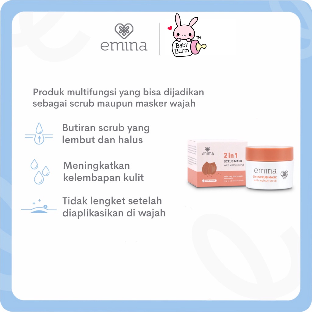 ❤ BELIA ❤ EMINA Scrub Mask 2 in 1 with Walnut Scrub 50mL | masker bilas emina