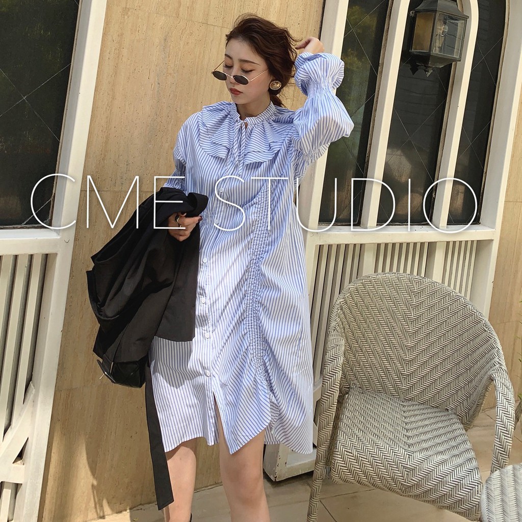 red and white shirt dress