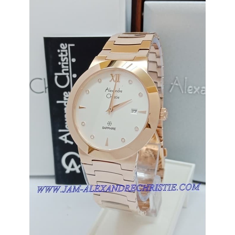 ORIGINAL ALEXANDRE CHRISTIE AC 8569 PRIA SHAPPIRE ROSEGOLD  WHITE ORIGINAL