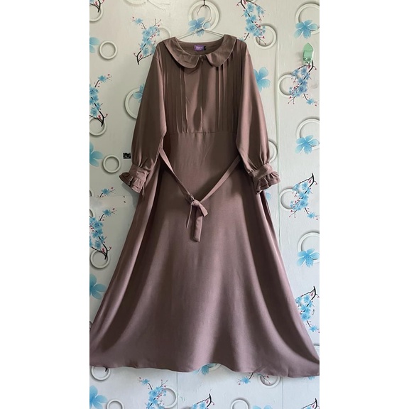 Haura Hijab Syari Gamis Premium Gamis Syari Bahan Shakila Tebal Dan Lembut Size S-XXL-Mocca