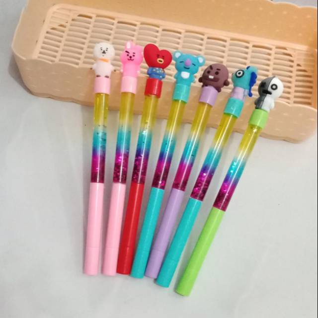 PULPEN GLITTER BT21 PEN BTS PENA BANGTAN ARMY READY GROSIR MURAH COD