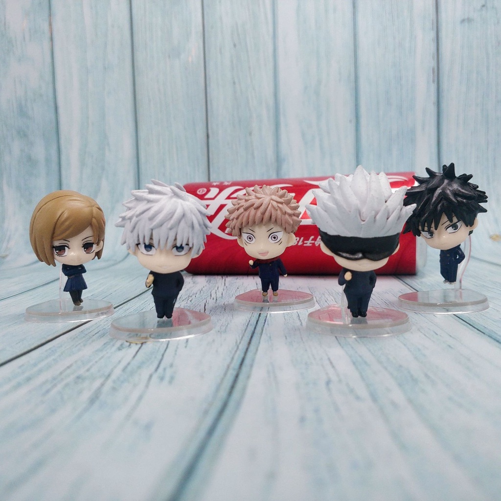 5pcs / Lot Mainan Action Figures Jujutsu Kaisen Manga Itadori Yuji Gojo Satoru Q Version Bahan PVC