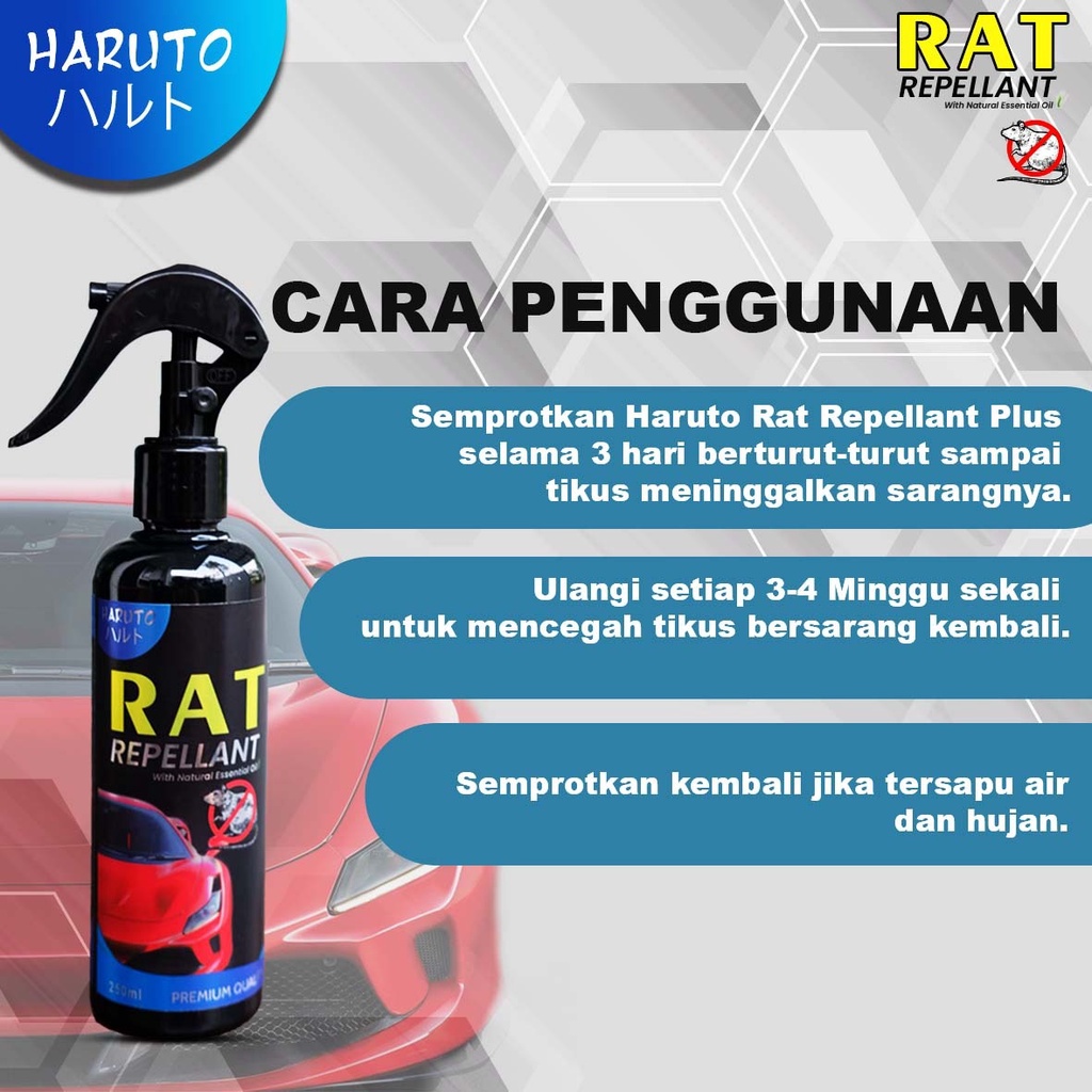 Pengusir tikus ampuh untuk mobil Haruto rat repellant 250ml paket 3 botol