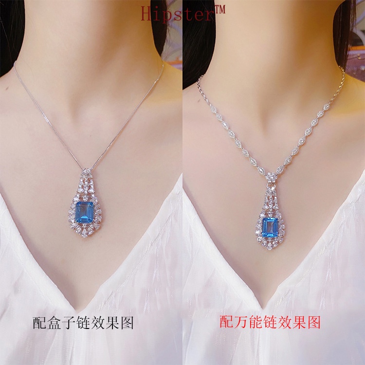 Jewelry Blue Topaz Pendant Necklace