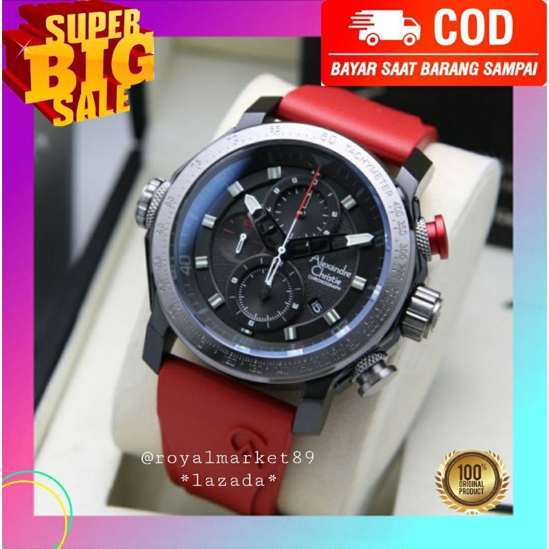 [WARNA LAIN GESER FOTONYA] ORI JAM TANGAN PRIA ALEXANDRE CHRISTIE MURAH RUBBER STRAP COWOK ARLOJI WA