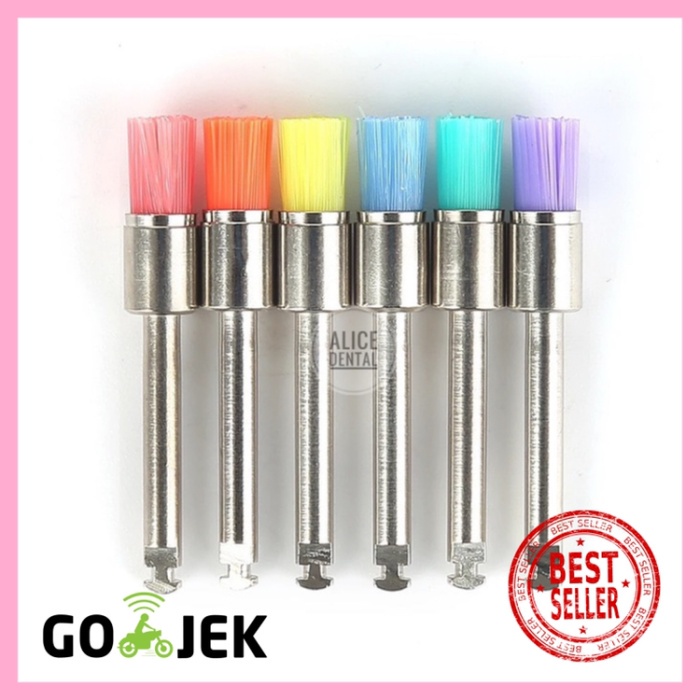 

tulis-alat-paket- alicedental 1pcs flat nylon prophy brush setelah scaling warna warni -paket-alat-