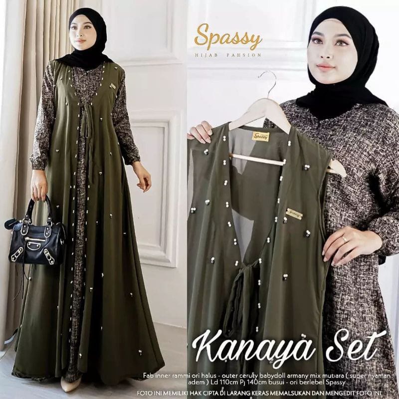 GAMIS ROMPI KANAYA SET LABEL MADANI GAMIS VIRAL KEKINIAN DRESS MUSLIMAH GAMIS TERBARU DRESS WANITA F