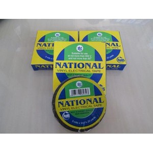 ISOLASI NATIONAL HITAM Solasi Tape Kabel Listrik Nasional Panjang 18 meter Kuat Tahan Panas Selotip Cable Solasi Besar Kuat Vynl Electrical Tape 3/4 Inch 20 Yard Original