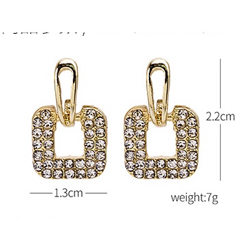 Anting stud 925 silver needle Bentuk Persegi Geometris Aksen Berlian Imitasi Serbaguna
