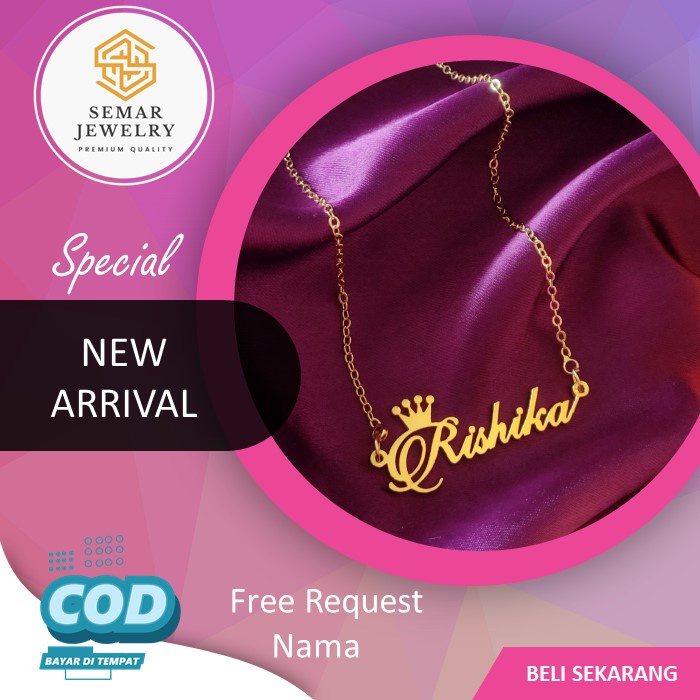 Kalung nama custom Anti karat lapis emas24k bebas request nama anda